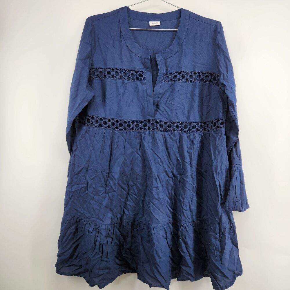 LASCANA Women's 8/10 Navy Blue Flowy Flared Sleeves Dress NWOT Summer